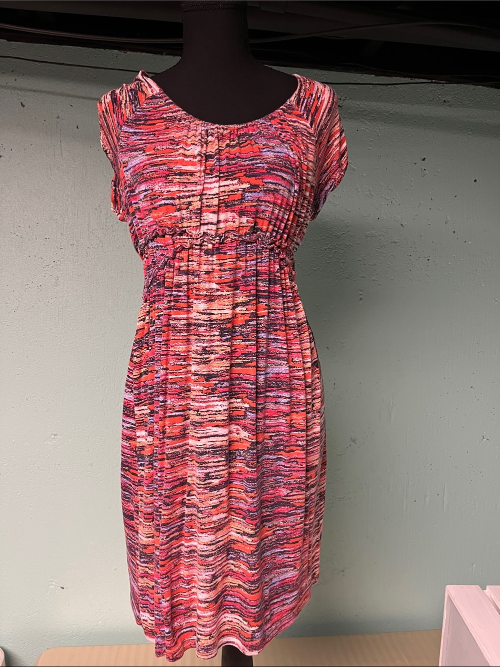 Daisy Fuentes Multicolor Pink Striped Midi Dress